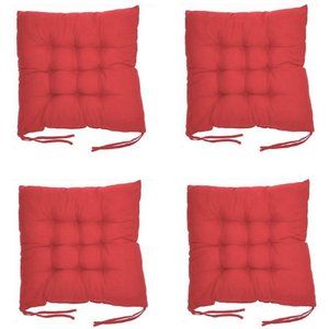 4-Pack Kitchen Patio Chair Seat Cushions Pads Red